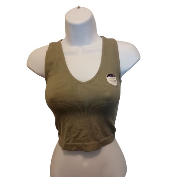 WallFlower Green Olivia Insta Smooth Sleeveless  Ribbed V-Neck Tank Top Women's - Picture 1 of 7